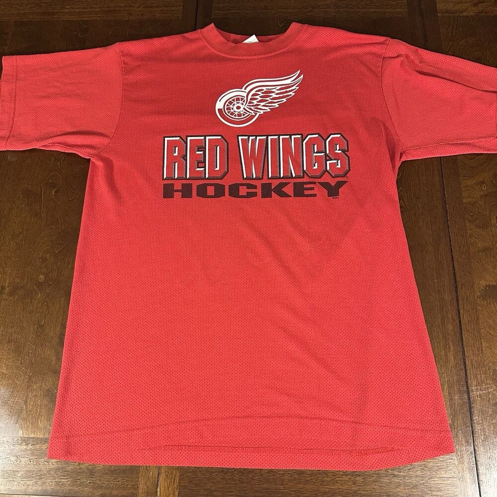 Vintage 90s Knights Apparel Detroit Red Wings NHL Mesh Jersey Tee Men's XL